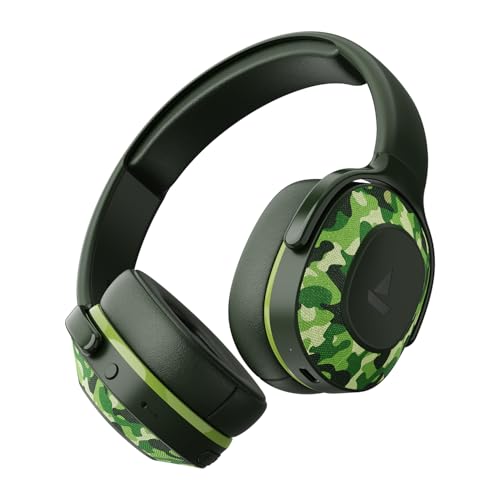Image of Boat Rockerz 413, 60H Battery, 40Mm Drivers, Dual Pair,ENx Tech, Low Latency, Stream Ad Free Music via App Support, Bluetooth Headphones, Wireless Over Ear Headphone with Mic (Army Green)