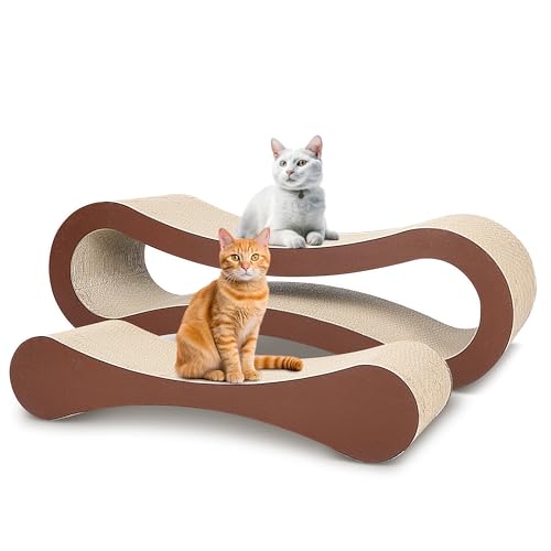 Image of FluffyDream 2 in 1 Cat Scratcher Cardboard, Cat Scratching Board Furniture Protector, Cat Scratching Post, Cat Beds for Indoor Cats, Infinity Shape, X-Large