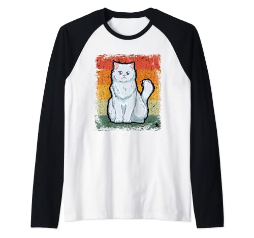 Retro Cat Lover Vintage Persian Cat Raglan Baseball Tee