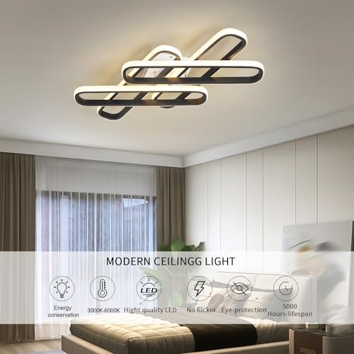 Plafonnier LED moderne chic doré et noir 84W à intensité variable