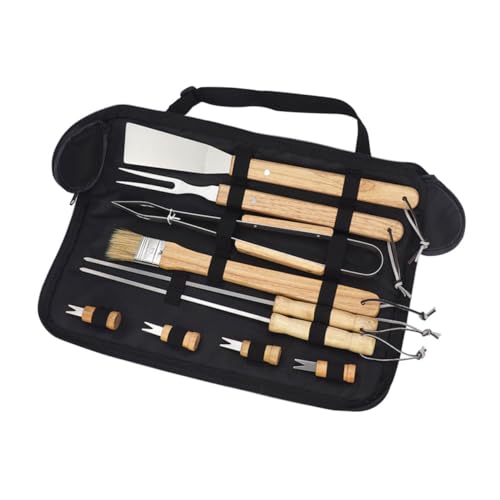Kit parrillero portátil Zerodeko 10 piezas con mango de madera miniatura 1