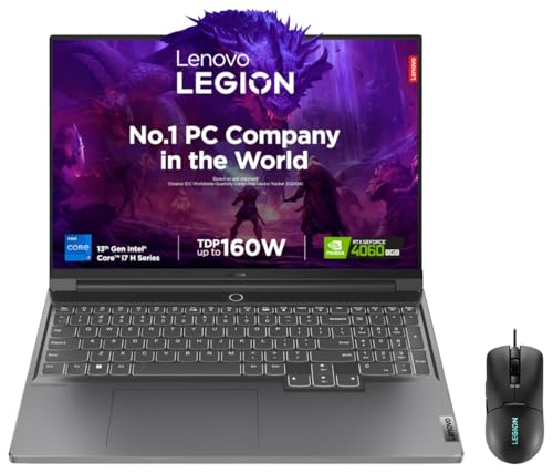 Image of Lenovo Legion Slim 7 Windows, Intel Core i7-13700H 16 inch (40.64Cm) 3.2K IPS 165Hz 430Nits Gaming Laptop (16GB /1Tb SSD /Win /Nvidia RTX 4060 8GB /Grey /2Kg), 82Y3006XIN +M300S Mouse