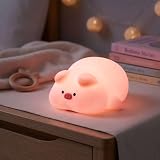 Cute Pig Night Light for Kids,Squishy Silicone Rechargeable Night Light with 3 Brightness Levels,30 Min Timer,Soft Nursery Nightlight Lamp,Cute Lamp for Baby Children Bedroom Decor(Pig Night Lights)