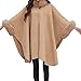 Elonglin Élégant Poncho Col Roulé Femme Cape Fausse Fourrure Cardigan Manche Chauve Souris Châle Cape Enveloppant Poncho Coat Chaud Manteau Haut Top Hiver en Coton Mélangé Beige Taille XXL 55-60kg