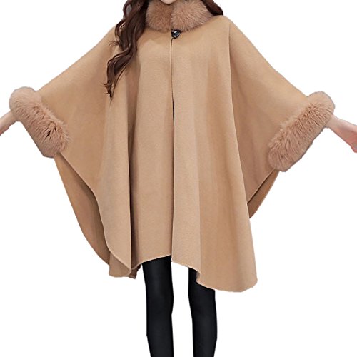 Amazon.com: WSLCN Vintage Cape Poncho Coat Faux Fur Cloak