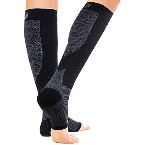 OrthoSleeve FS6+ Compression Foot & Leg Sleeve (1 Pair) for Plantar Fasciitis, Heel Pain, Achilles Tendonitis, Shin Splints, Venous Insufficiency and Leg Cramps (Large, Black) Cover