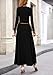 PRETTYGARDEN Women's 2 Piece Outfits Dressy Casual Ribbed Knit Long Sleeve Crop Tops Maxi Flowy Skirts Matching Sets (Black,Medium)