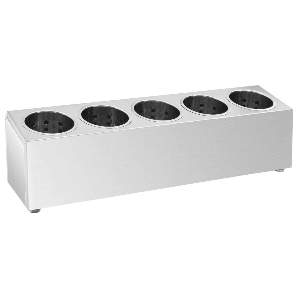 Solivagant Besteckbehälter 5 Fächer Rechteckig Edelstahl, Küche Esszimmer,Küchenhelfer -utensilien,Küchenorganizer,Besteckkästen, 3.25 kg-51228