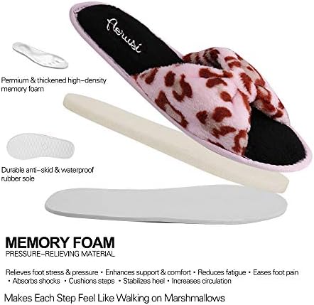 ROXIE Women's Slippers Memory Foam House Bedroom Slippers for Women Fuzzy Plush Open Toe Breathable Slides Slippers | Image 1
