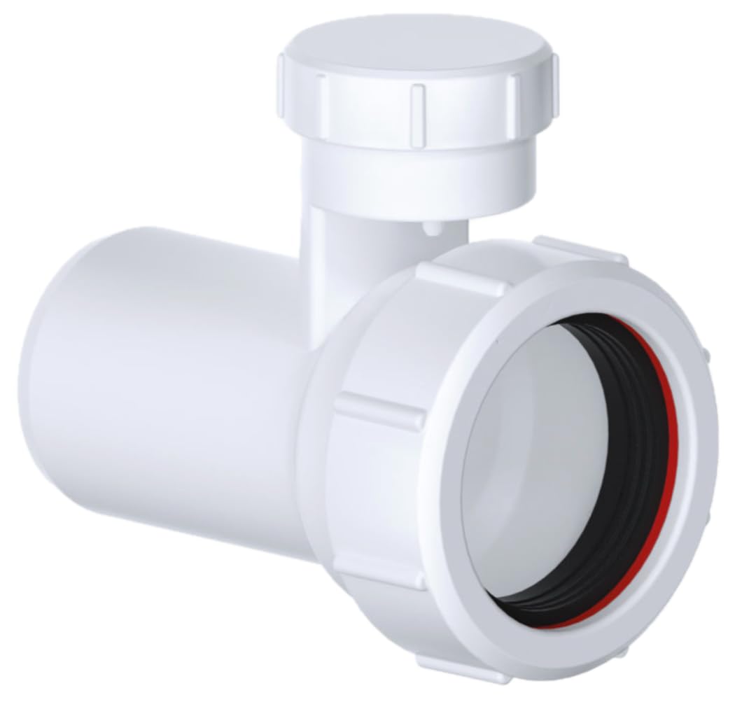 PlumbEZ 1½″ Anti Vac Adapter for Waste Traps – 40mm Anti Vacuum Valve Fitting to Prevent Negative Pressure, Maintain Water Seal, Stop Gurgling & Odours – Polypropylene Universal Outlet