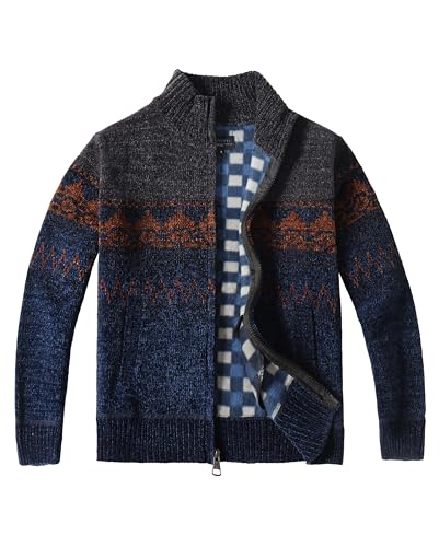 Gioberti Boy's Knitted Chenille Cardigan Sweater with Flannel Lining