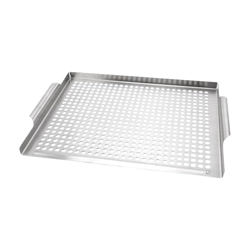 Sartén para parrilla de 14 pulgadas, bandeja de acero inoxidable, cubierta de parrilla de alimenticio con diseño de para barbacoa, camping, picnics, en la playa y práctica cocina