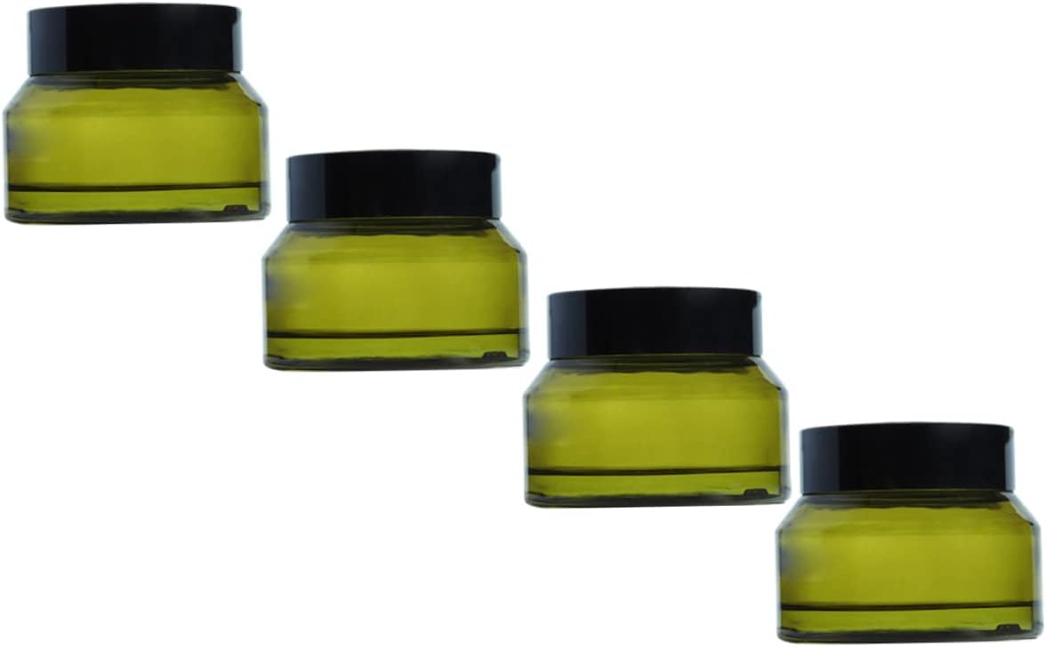 FRCOLOR 4pcs Glass Cosmetic Sample Jars Refillable Cream Dispensers for Travel Toiletries Compact Storage for Skincare and Makeup for Samples and Go Use