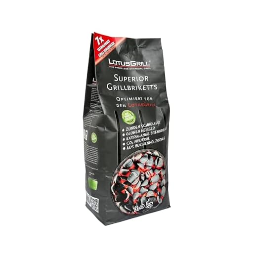 LotusGrill Mattonelle BBQ legno faggio, 3 kg CO2 neutre, accendono veloce, lunga durata, carbone faggio (fino a 3 ore divertimento)