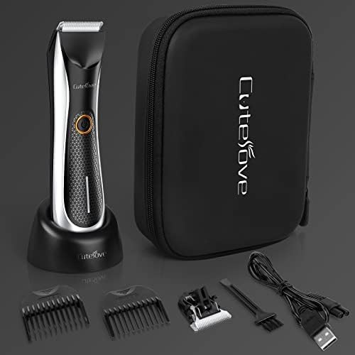 Body Hair Trimmer Men, Professional Electric Groin & Pubic Hair Trimmer with LED Light, Skin-Safe Ball Shaver for Men, Replaceable Ceramic Blade Heads, IPX7 Waterproof Wet/Dry Use