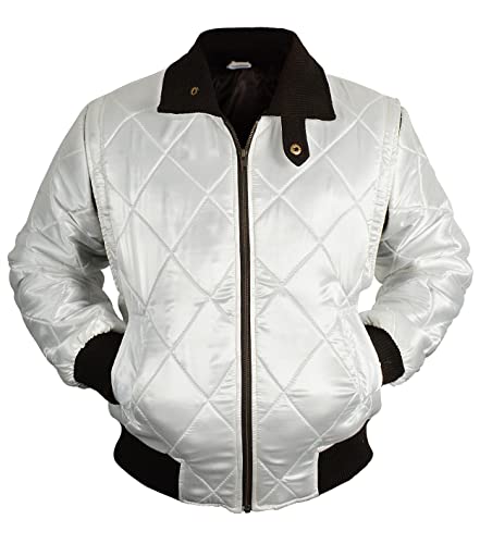 Veste de moto blanche en satin Ryan Gosling idéale pour vos soirées urbaines et rassemblements moto