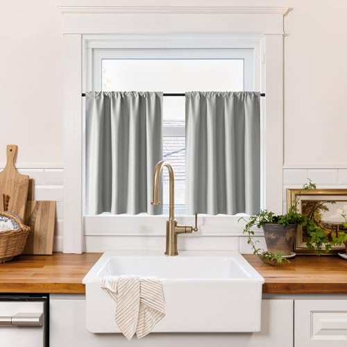 RYB HOME 100% Blackout Short Curtains for Small Window, Thermal Insulated