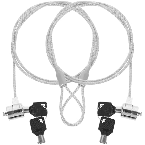 ULDIGI Candado Cable para Portátil 1,12 M, Cerradura de Seguridad Llave, Aleación Resistente Antirrobo, Juego de 2 Unidades, Compatible Portátiles y Tablets, Uso en Exteriores y Oficina