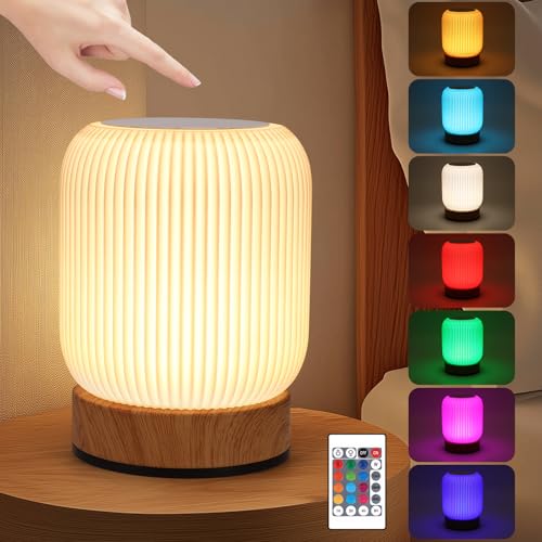 Touch Lamps Bedside, LED Table Lamp , Eye Caring Kids Bedroom Night Light with Dimmable, 3000mah Cordless Lamp USB Rechargeable Lamps, Night Light Baby for Baby Nursing Bedroom Living Room(RGBW)
