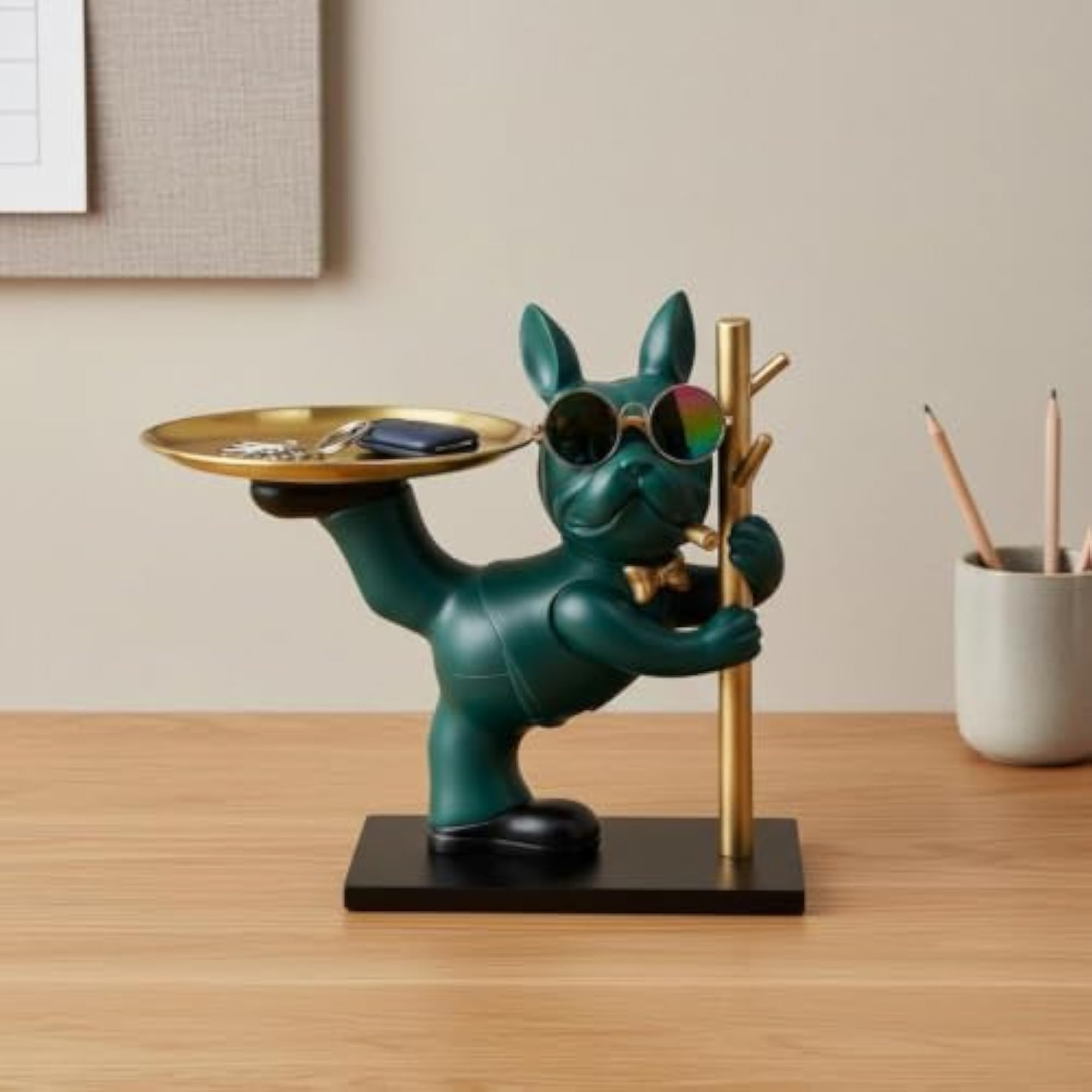 French Canine Key Tray, Dog Figurine Design