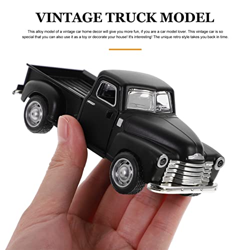 Nuobesty Retro Old Pickup Truck Model Vintage Truck Figurine Alloy Car Vehicle Model Toy Table Centerpiece Christmas Red Truck Decoration New Year Birthday Gift Black #TOP4