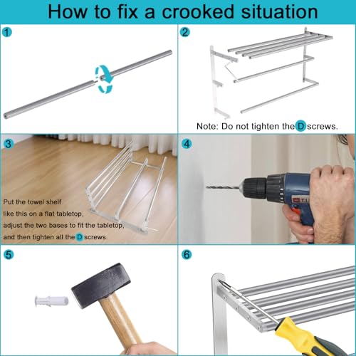 Votzaaq Towel Racks For Bathroom, 24 In Towel Shelf With Double Towel Bar thumb #4