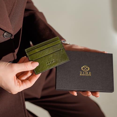 Image of Time Resistance Credit Card Case - Leather Business Card Holder - Italian Handmade Card Organizer
