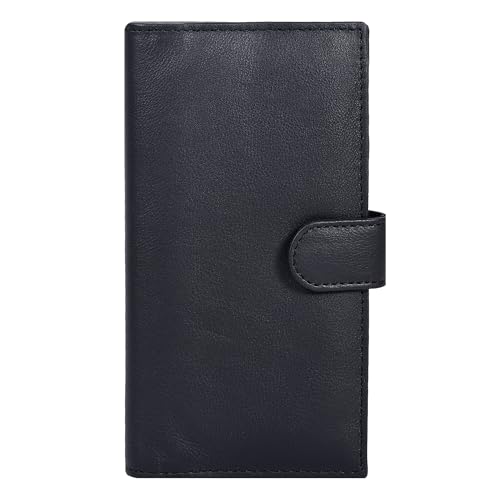 Image of Oak Leathers Checkbook Cover Slim Minimalist For Men with RFID Blocking Credit Card Holder Wallet (Charcoal)
