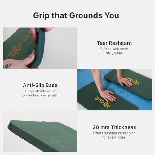 Image of CULT EVA Yoga Knee Pads for Men & Women (Pack of 2) Green 20mm Thick Non-Slip Joint Support Cushion for Yoga, Pilates, Meditation & Floor Exercises Lightweight, Durable & Portable Fitness Accessory