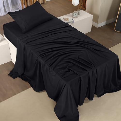 Image of Utopia Bedding Twin Size Sheet Set - Bulk Pack of 10 Bed Sheets Set - Soft Brushed Microfiber - Deep Pockets - Shrinkage & Fade Resistant - Easy Care (Black)