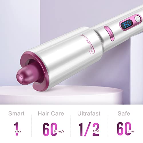 Automatic Curling Iron, Smart Anti-Stuck Hair Curler Automatic Rotating W/1" Ceramic Ionic Barrel, Larger Slot & 7 Temps, Super Quiet Auto Rotating Hair Curling Wand For Home Salon Hair Styling #TOP3