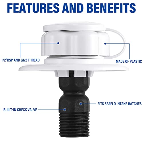 Rv City Water Inlet With Check Valve Rv Water Inlet Connection Water Flange For Rv Camper Trailer Rv City Water Connector (White) #TOP2