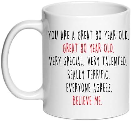 80th Birhtday Gifts for Women Men Coffee Mugs - Novelty Best 80 Year Old Birthday Gag Gift Ideas for Dad, Brothers, Friends, Coworker, BFF, Husband, Him (80)