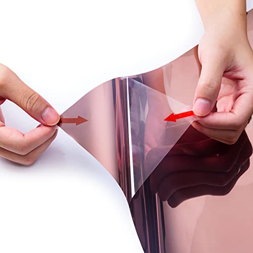 Niviy One Way Window Film Privacy Mirror Effect Self-Adhesive Window Tint UV Heat Control Glass Door Film for Home and Office, Tea-Silver 35.4 x 78.7 inches