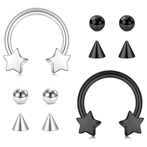 WillTen Septum Piercing Jewellery with Replacement Balls Cover