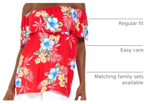 Image of Matchable Family Hawaiian Luau Men Women Girl Boy Clothes in Hibiscus Red