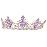SMASOLO Diadema Barroca Vintage de Aleación Resistente Color Morado Claro Gotas de Gemas de Imitación para Boda, Fiesta y Tocado de Princesa Novia