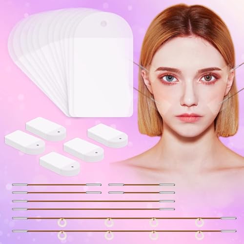 Netlkjonk Face Lift Tape Invisible 100PCS Face Tape Lifting Invisible Face Lift Tapes and Bands with 8 String Face Lifter Firming Facial Tape for Neck Eyes Jowls Double Chin Sagging Makeup