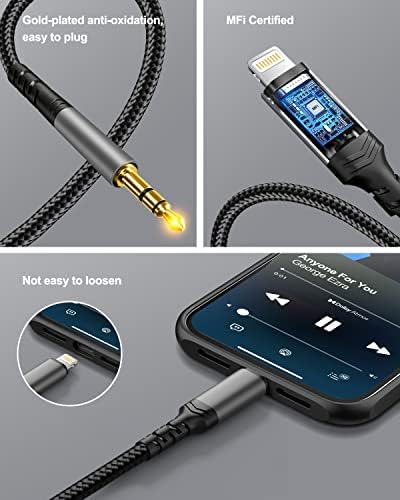 [Apple MFi Certified] Apple Lightning to 3.5mm Audio Cable 1M Compatible with iPhone 13/13 Pro/SE/12/12 Pro/11/11Pro/X/XS/XS Max/XR/8/7,Support All iOS Version for Home/Car Stereo,Speakers, Headphones
