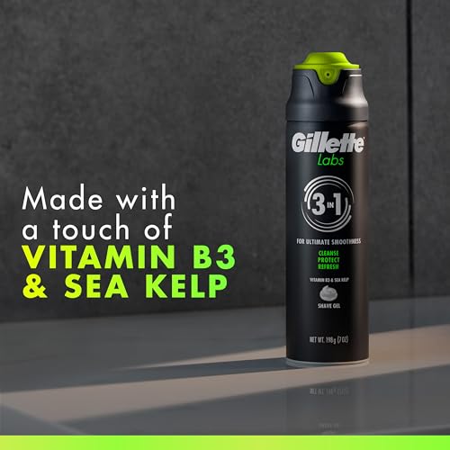 Image of Gillette Labs Rapid Foaming Shaving Gel for Men, Alcohol, Dye and Paraben-Free with Vitamin B3 and Sea Kelp, Cools and Soothes Skin, 7 OZ