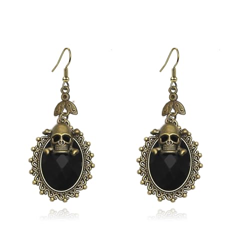 Gothic Earrings for Women Pirate Earrings Goth Skeleton Earrings Vampire Earrings Victorian Earrings Vintage Red Rhinestone Teardrop Dangle Earrings Halloween Witch Earrings Gothic Jewelry for Women