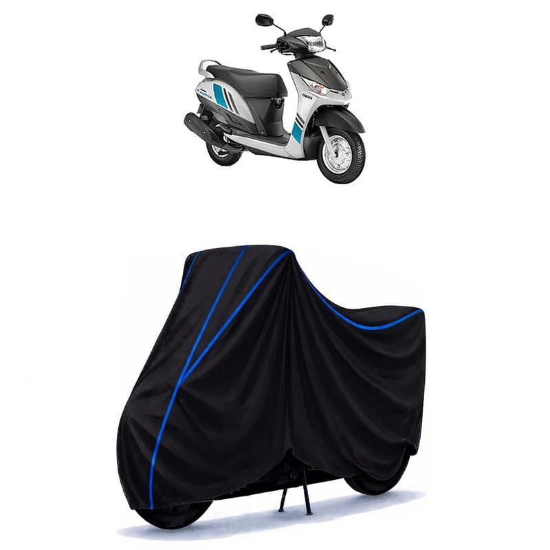 Image of Scooty Cover Water Resistant for Alpha Disc | Universal Scooter & Bike Cover | Heavy Duty UV Dust, Rain & Scratch Protection | Elastic Fit All Weather Indoor Outdoor | Black with Blue Piping