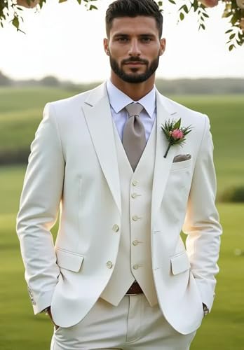 Men Suits Slim Fit 3 Piece Set Two Button Business Blazer Jacket Vest Pants for Wedding Tuxedo3