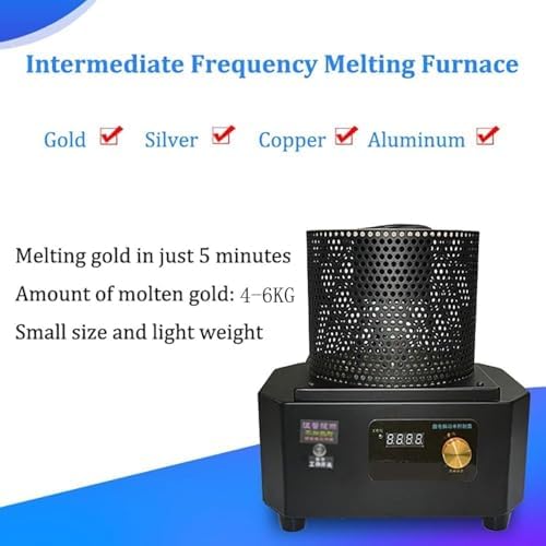 High-Temperature Induction Melting Furnace 1600℃, 8000W, for Gold, Silver, Copper, Aluminum (4kg) - Includes Crucible & Protective Cover, Efficient Mum Frequency Heating