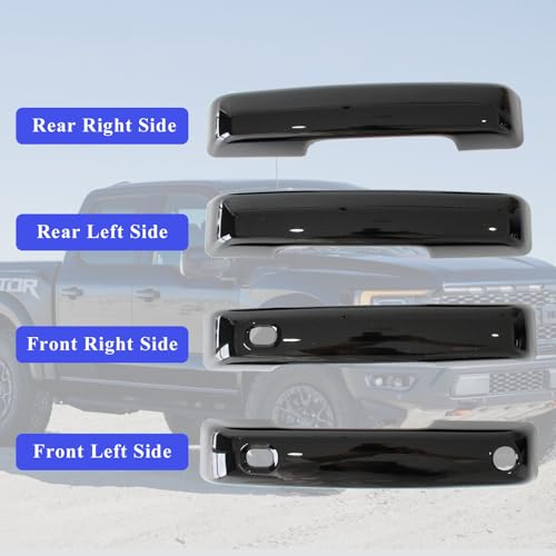AUCERAMIC Gloss Black Exterior Door Handle Covers Trim Fit for Ford F-150 2021-2025, for Ford F-250/F-350 Super Duty 2023-2025 (with Smart Keyhole) by AUCERAMIC - Used condition - Image 5