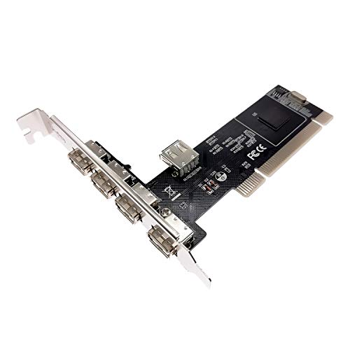 Donkey pc - Tarjeta de expansin PCI a USB 2.0. Tarjeta PCI con 4 USB 2.0 externos y 1 USB Interno. Adaptador Controlador PCI a USB 2.0. Tarjeta de expansin PCI USB para PC de Escritorio.