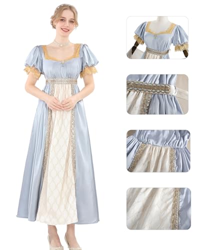 Robe victorienne Regency à taille empire Fiamll avec écharpe