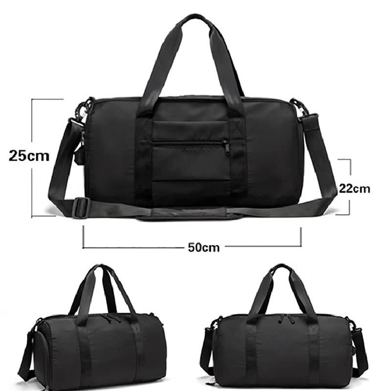 Personalized Duffel Bag with Name Logo Image Custom Travel Sports Gym Yoga Beach Bag with Dry Wet Pocket Shoes Compartment for Men Women (black)