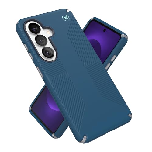 Image of Speck Samsung Galaxy S26 Presidio2 Grip + Magnet Case - Deep Sea /Silver Metallic /Spell Blue