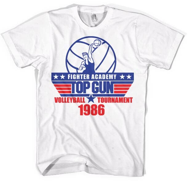 T-Shirt Top Gun Volleyball Homme Blanc pour les Journées d'Été et la Plage